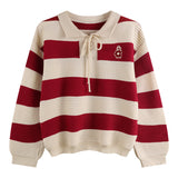 レースアップボーダートップス