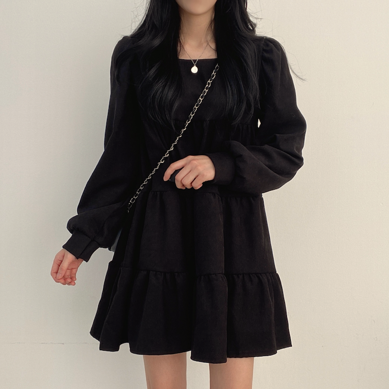 ワンカラーティアードワンピース