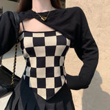 チェッカーキャミソール&アームカバートップスSET