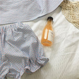 ショルダーリボンチェックルームウェア