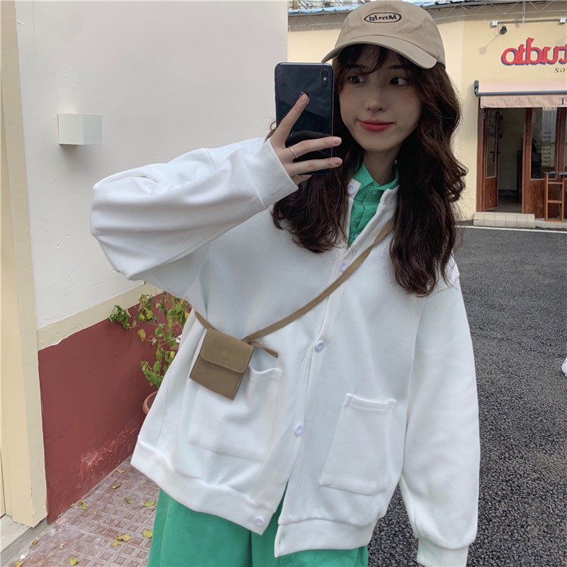 クルーネックシンプルカーディガン