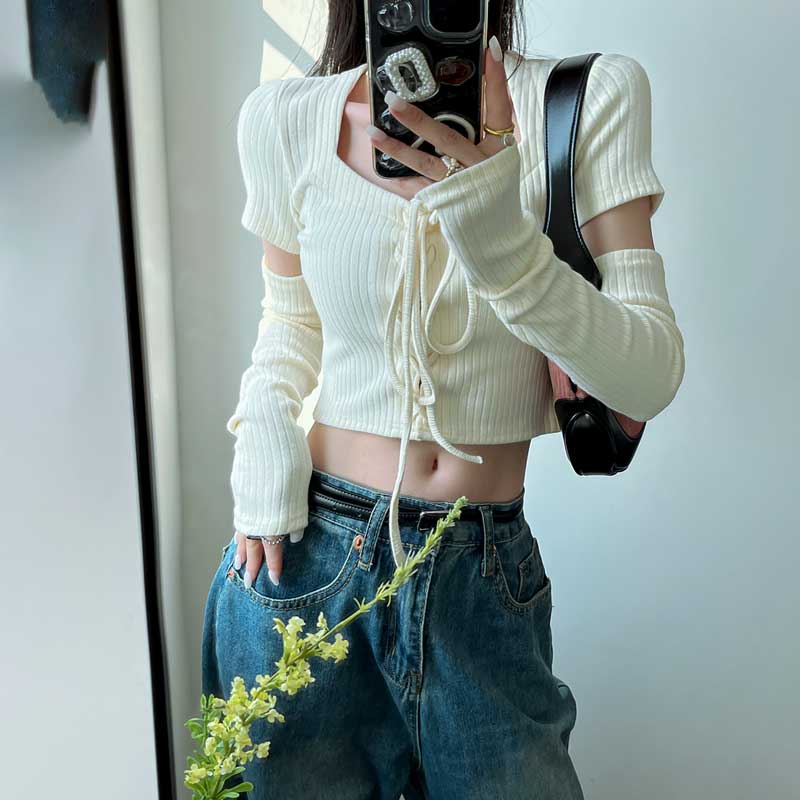 フロントリボンアームウォーマートップス