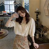 レースデザインブラウス&半柄スカートSET