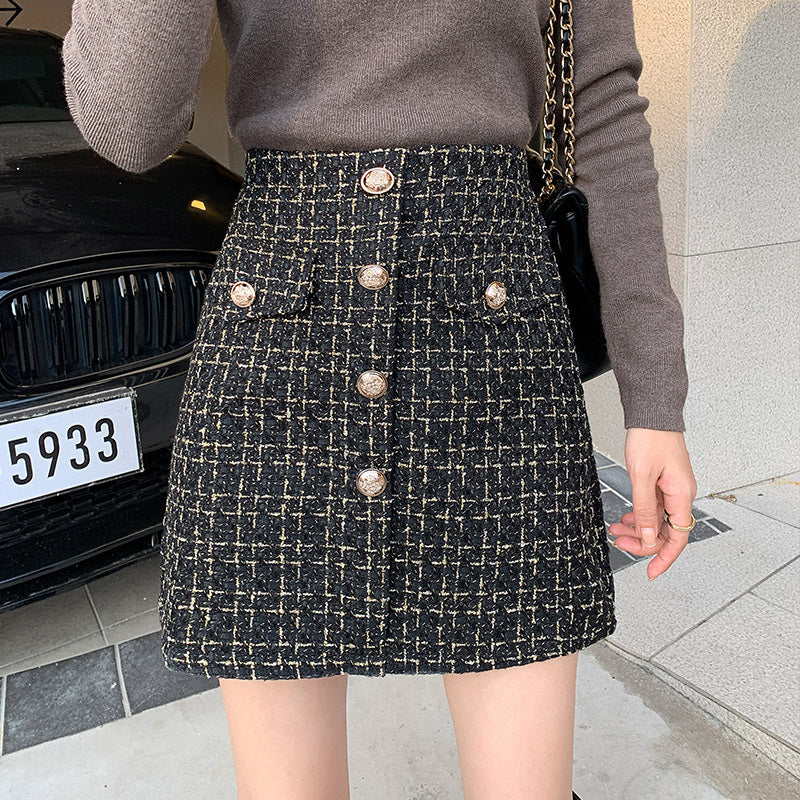 ツイードボタンスカート