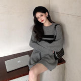 ストライプアクセントオーバーニット