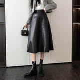 レザーフレアミモレスカート