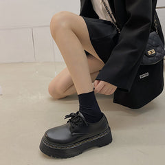 厚底ステッチレザーシューズ