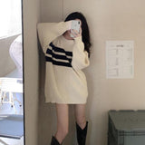 ストライプアクセントオーバーニット