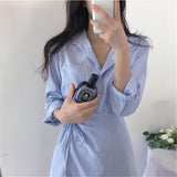 ブルーラップシャツワンピース