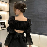 ランタンスリーブリボントップス