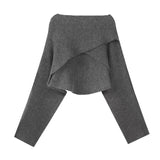 クロップドカシュクールニット