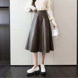 レザーフレアミモレスカート