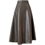 レザーフレアミモレスカート