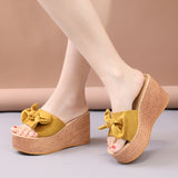 ウェッジソールリボンサンダル