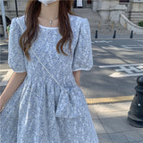 小花パフワンピース&パールショルダーSET