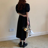 バックオープンパフワンピース