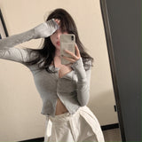 ソフトリブボタンカーディガン