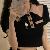 ハートチャームガーリーポロトップス