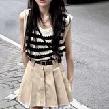 モノクロボーダーベスト&レイヤードスカートSET