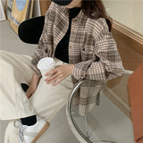 ブラウンカラーチェックシャツ