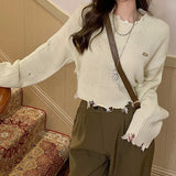 クロップドダメージニット