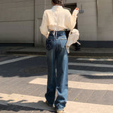 スムースダメージワイドデニム