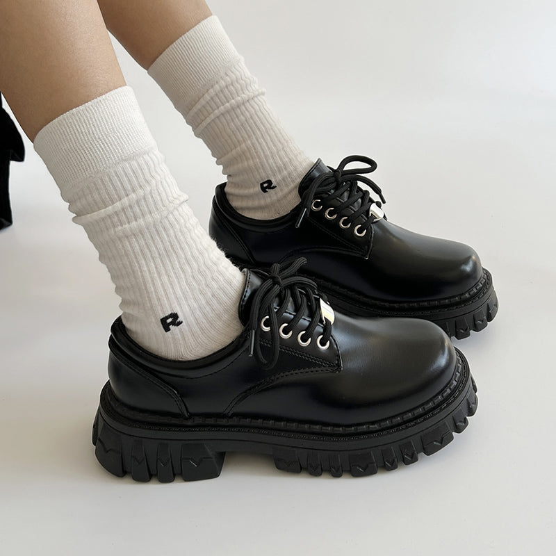 厚底レザーシューズ