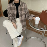 ブラウンカラーチェックシャツ