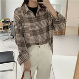 ブラウンカラーチェックシャツ