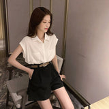 ワンカラーノースリーブシャツ&ハーフパンツSET