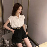 ワンカラーノースリーブシャツ&ハーフパンツSET