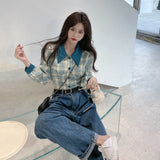 アクセントチェックデザイントップス