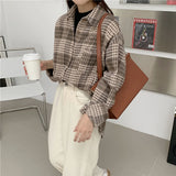 ブラウンカラーチェックシャツ