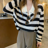 ボーダーリラックスポロニット