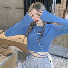 ウエストタイショートロンT