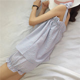 ショルダーリボンチェックルームウェア