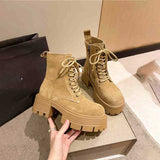 スウェードレースアップショートブーツ