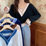 クロスネックニットトップス