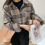 ブラウンカラーチェックシャツ