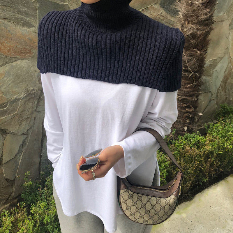 デザインハーフリブニットトップス