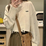 クロップドダメージニット