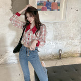 アクセントチェックデザイントップス