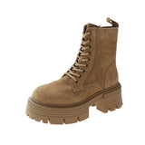 スウェードレースアップショートブーツ