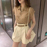 ワンカラーノースリーブシャツ&ハーフパンツSET