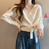 サイドリボンカシュクールニット