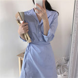 ブルーラップシャツワンピース