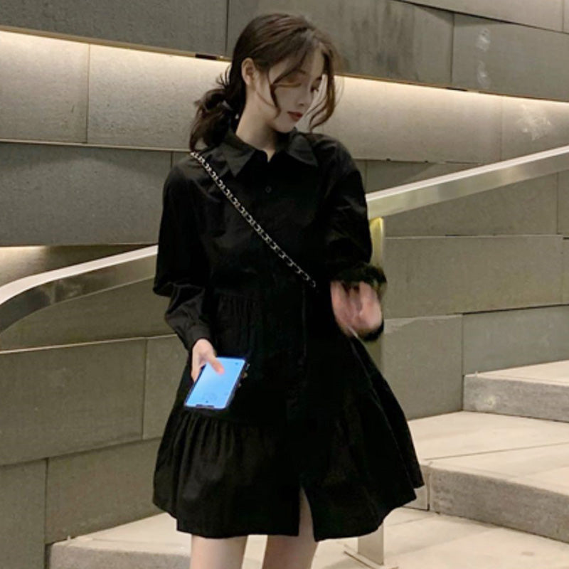 フレアティアードシャツワンピース