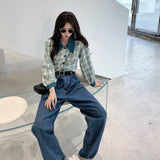 アクセントチェックデザイントップス