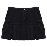 Wポケットプリーツデニムスカート