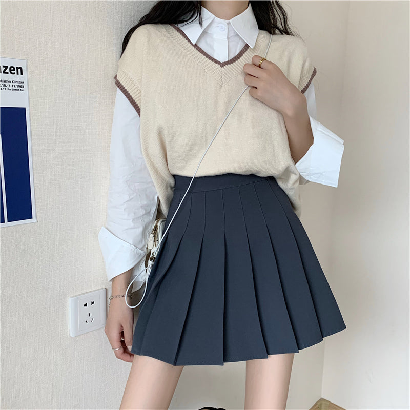 ハイウエストプリーツミニスカート